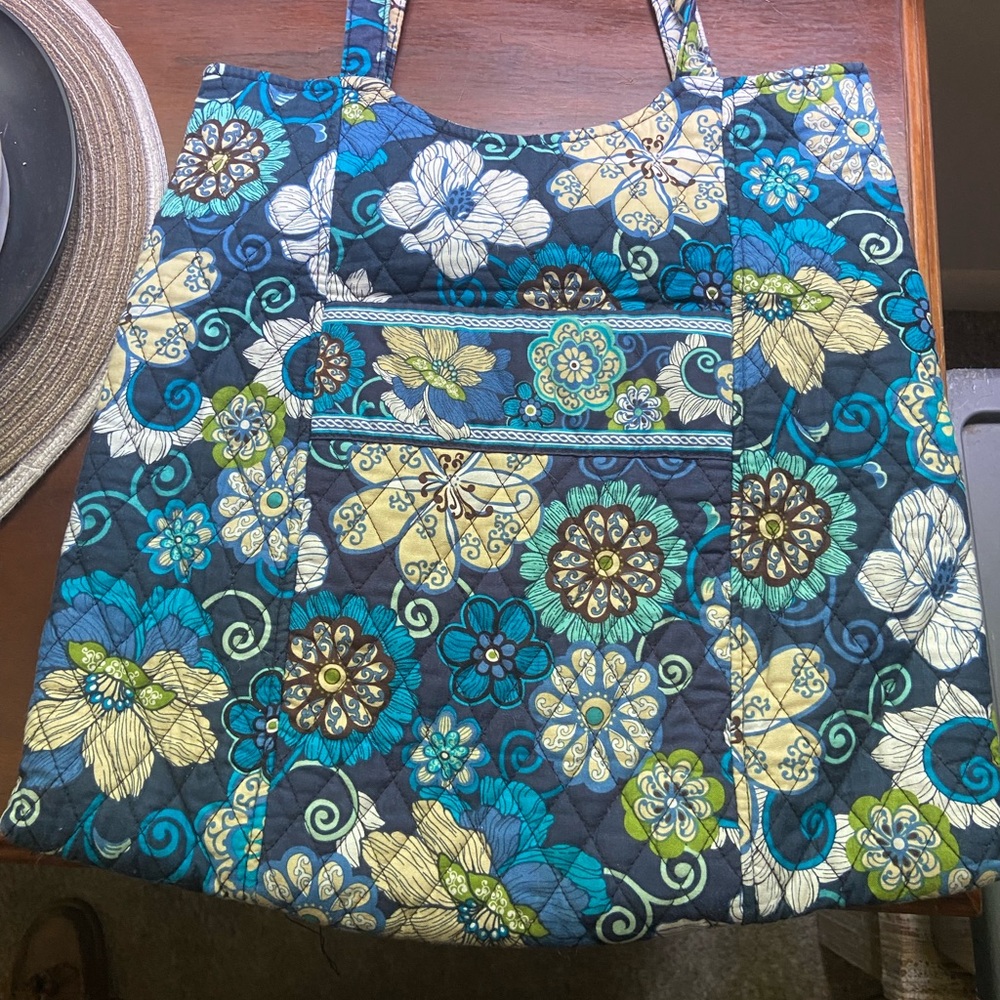 Vera Bradley Floral Quilted Tote Bag - Blue and Green